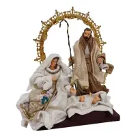 Sacra Famiglia Devoted 23 cm con Arco Dorato Bizzotto