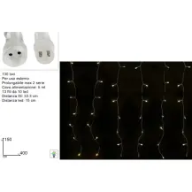 Tenda Luminosa Flash 130 LED 4x1,5 m Bianco Caldo Due Esse