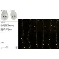 Tenda Luminosa Flash 130 LED 4x1,5 m Bianco Caldo Due Esse