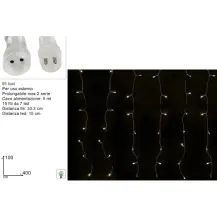 Tenda Luminosa Flash 91 LED 4x1 m Bianco Caldo Due Esse