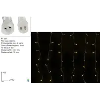 Tenda Luminosa Flash 91 LED 4x1 m Bianco Caldo Due Esse