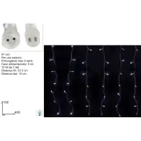 Tenda Luminosa Flash 91 LED 4x1 m Bianco Freddo Due Esse