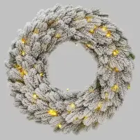 Corona Natalizia Innevata 60 cm 80 LED con Timer Lotti
