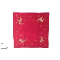 Centrotavola Tessuto Rosso 85x85 cm Renne Oro Due Esse
