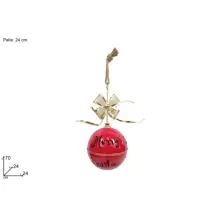 Sfera in Metallo 24 cm Rossa con Fiocco Oro Due Esse