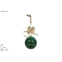 Sfera in Metallo 24 cm Verde con Fiocco Oro Due Esse