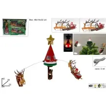Puntale Cappello di Babbo Natale con Slitta in Movimento Due Esse