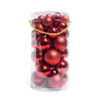 50 Sfere di Natale Rosso in Plastica Mercury