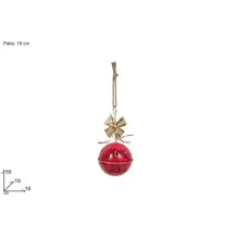 Sfera in Metallo 19 cm Rossa con Fiocco Oro Due Esse
