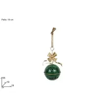 Sfera in Metallo 19 cm Verde con Fiocco Oro Due Esse