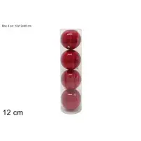 4 Sfere di Natale Rosse Perlate 12 cm Due Esse