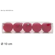 5 Sfere di Natale in Tessuto Rosso 10 cm con Fiocco Due Esse