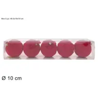5 Sfere di Natale in Tessuto Rosso 10 cm con Fiocco Due Esse