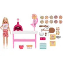 Playset Pizzeria con Bambola, Forno e 25 Accessori Barbie