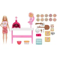 Playset Pizzeria con Bambola, Forno e 25 Accessori Barbie