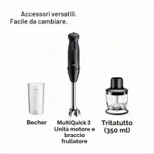 Frullatore a Immersione MultiQuick 3 900W con Tritatutto Braun