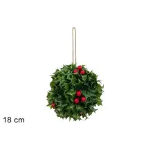 Sfera Pendente Foglie e Bacche Rosse 18 cm Due Esse