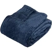 Plaid Arum Flanella a Coste 240x220 Blu Atmosphera