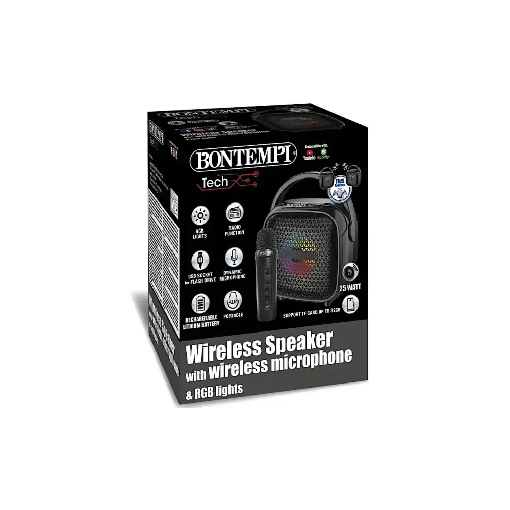 Cassa Wireless con Microfono 16,5×12,5×7,3 cm – Karaoke per… Bontempi
