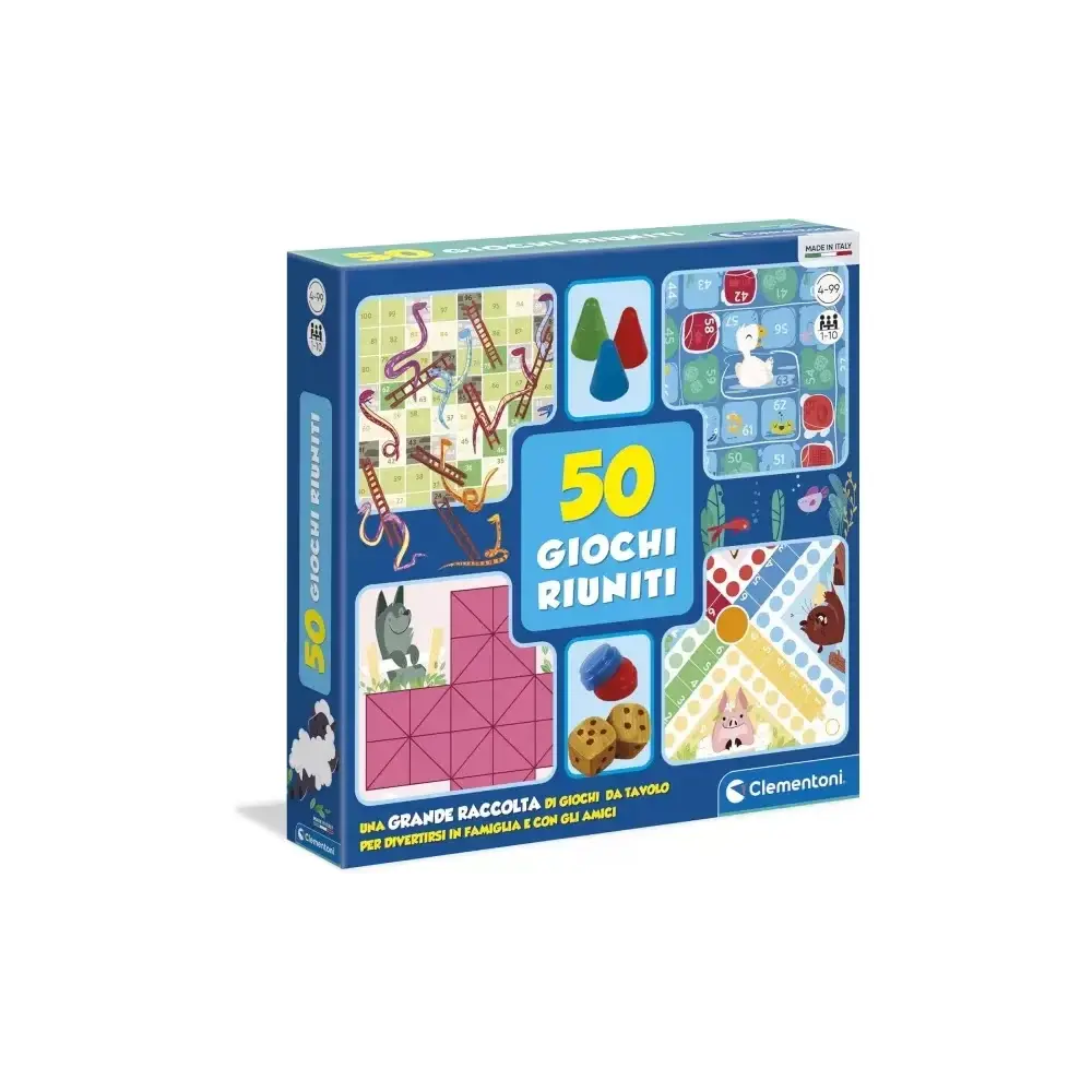 50 Giochi da Tavolo Blu – 50 giochi per 4–99 anni Clementoni
