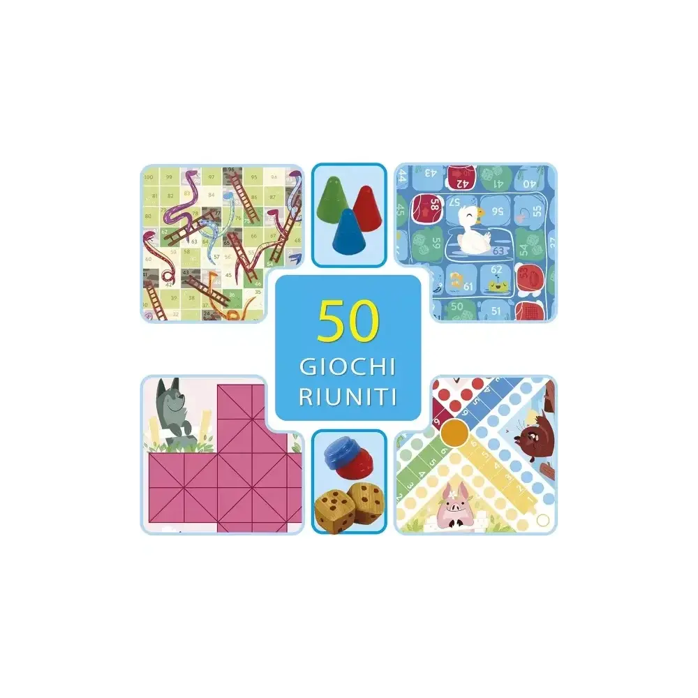 50 Giochi da Tavolo Blu – 50 giochi per 4–99 anni Clementoni