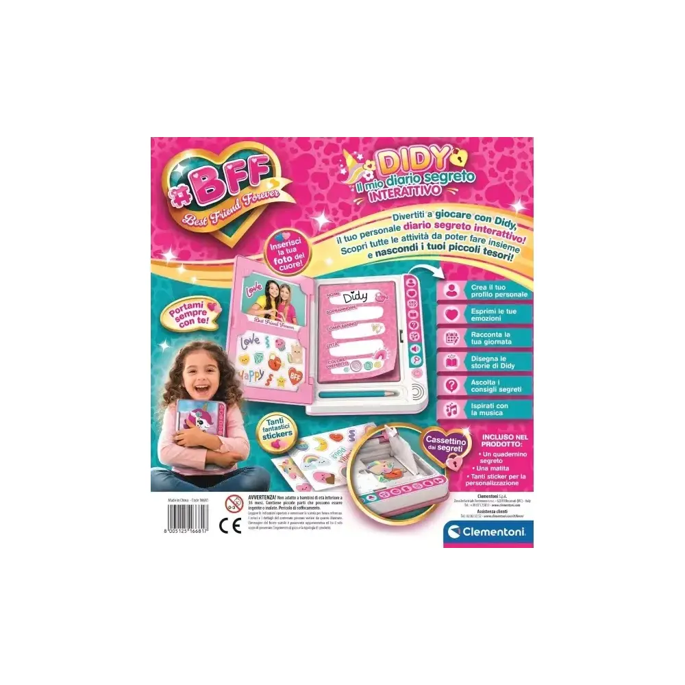 BFF Diario Segreto Unicorno Interattivo 6 modalità gioco Clementoni