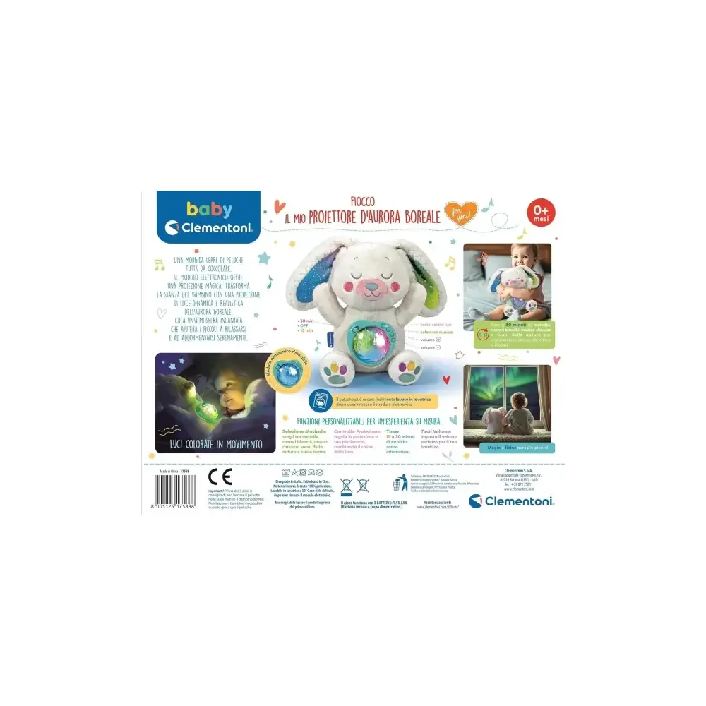 Fiocco Proiettore Aurora Boreale Peluche Lepre Artica Clementoni