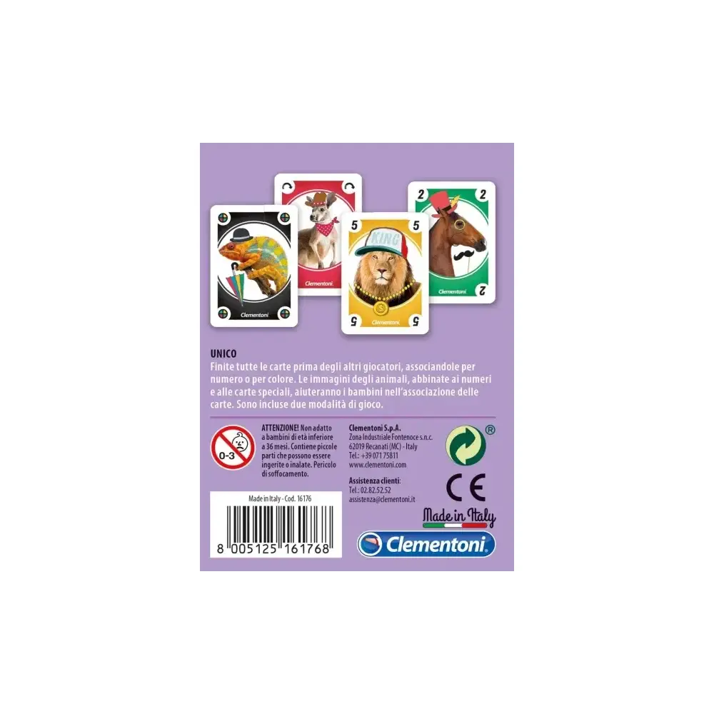 Unico – Gioco di Carte Sapientino Animali Clementoni