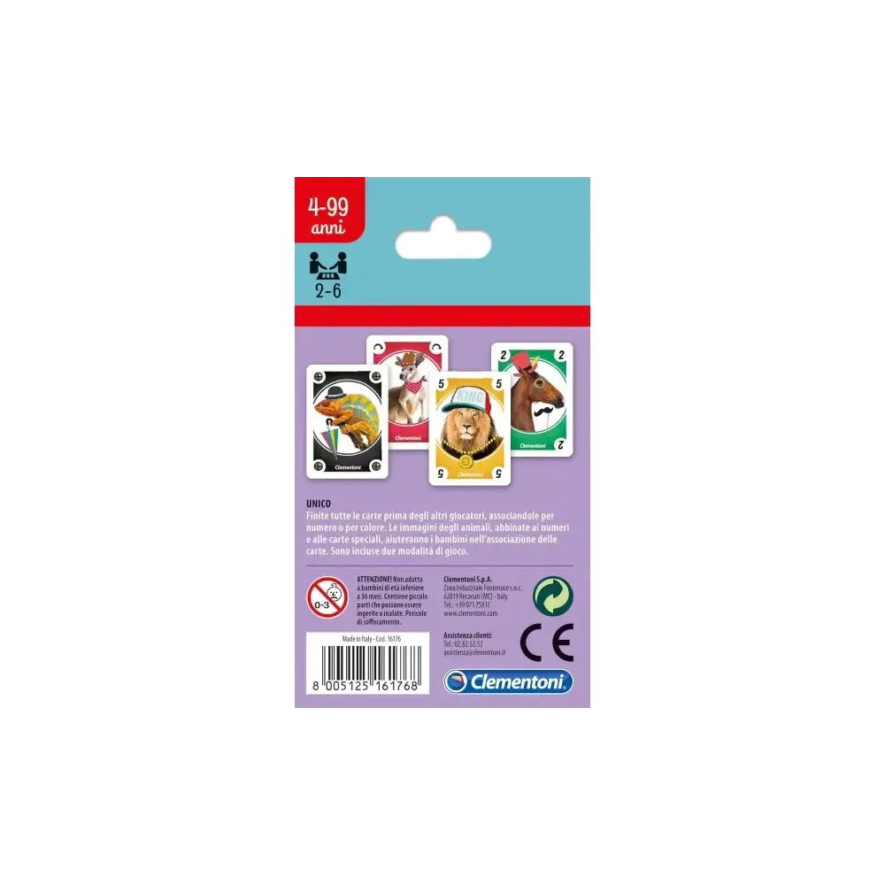 Unico – Gioco di Carte Sapientino Animali Clementoni