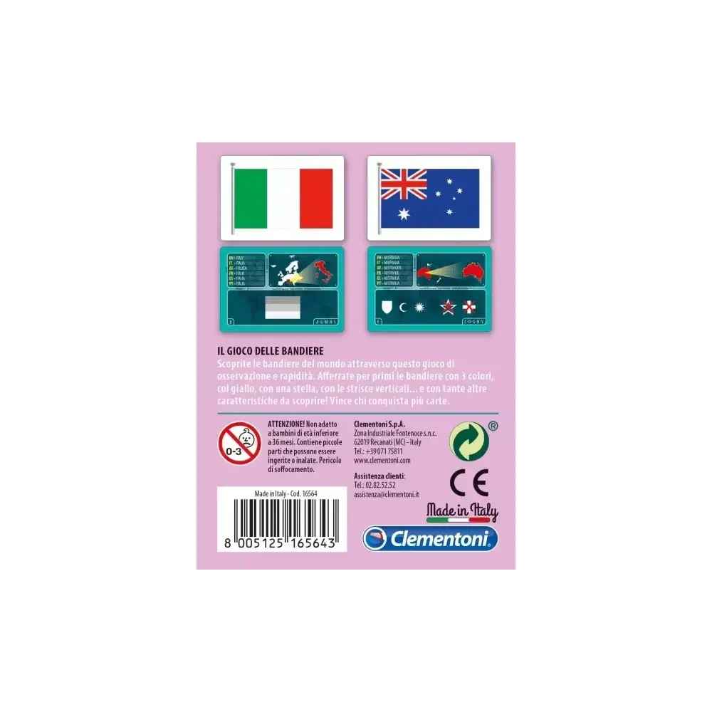 Gioco delle Bandiere – Carte con Nomi e Mappe di 50 Paesi Clementoni