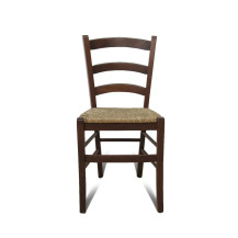 SEDIA VENEZIA IN LEGNO NOCE CON FONDO IN PAGLIA