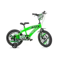 Bicicletta BMX 16 Pollici Verde con Rotelle Dino Bikes