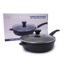 Padella Alta Antiaderente Nevada per Induzione con Coperchio cm 28