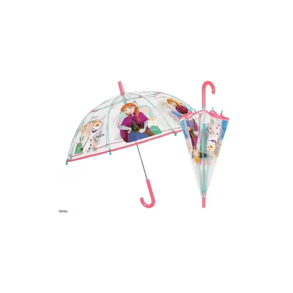 Ombrello Frozen 45 cm Manuale Cupola Trasparente Elsa e Anna Perletti