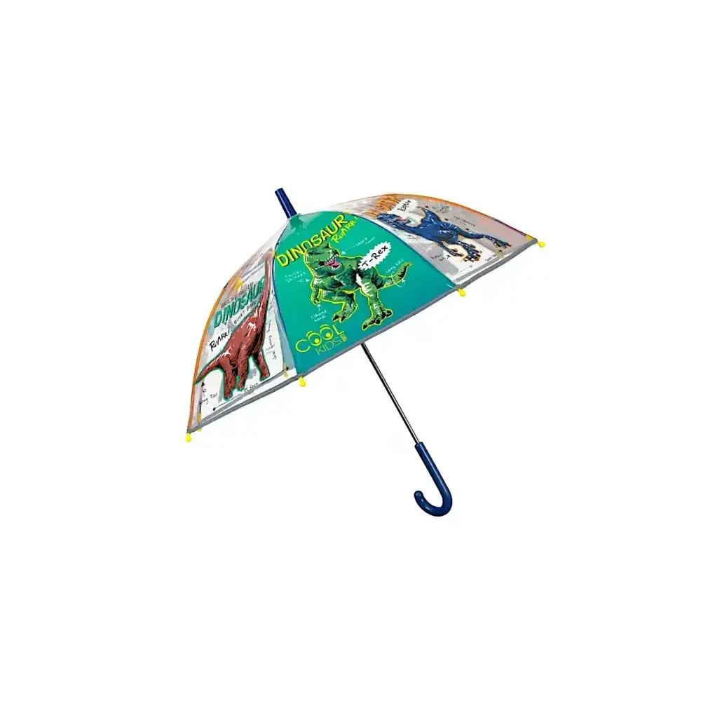 Ombrello Bambino Dinosauri Cool Kids 45 cm Manuale Cupola Trasparente 