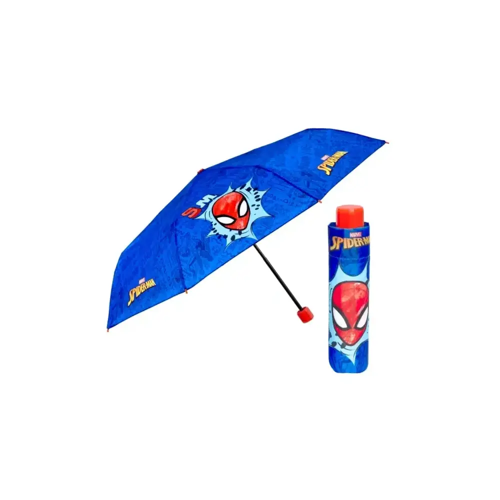 Ombrello Mini Pieghevole Bambino Spiderman 50 cm Manuale Antivento Per