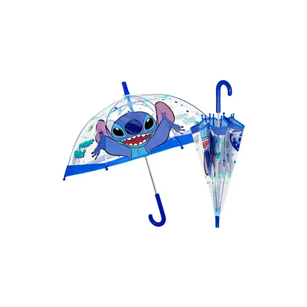 Ombrello Bambino Stitch 45 cm Manuale Cupola Trasparente Antivento Per