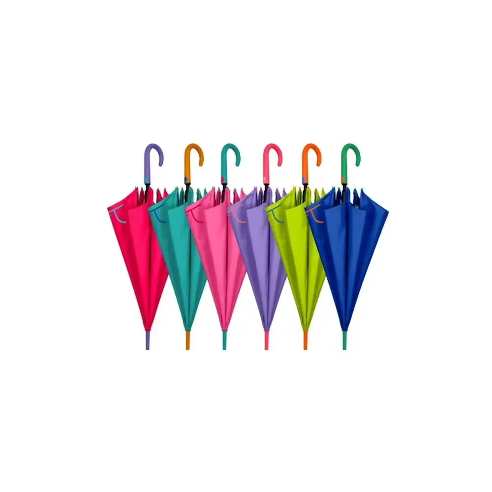 Ombrello Donna Lungo Automatico 61 cm Tinta Unita Microfibra Antivento