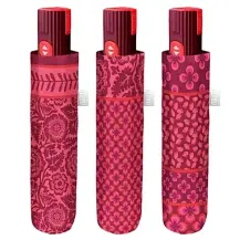 Ombrello Donna Pieghevole Automatico Fantasia Bordeaux Perletti
