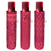 Ombrello Donna Pieghevole Automatico Fantasia Bordeaux Perletti