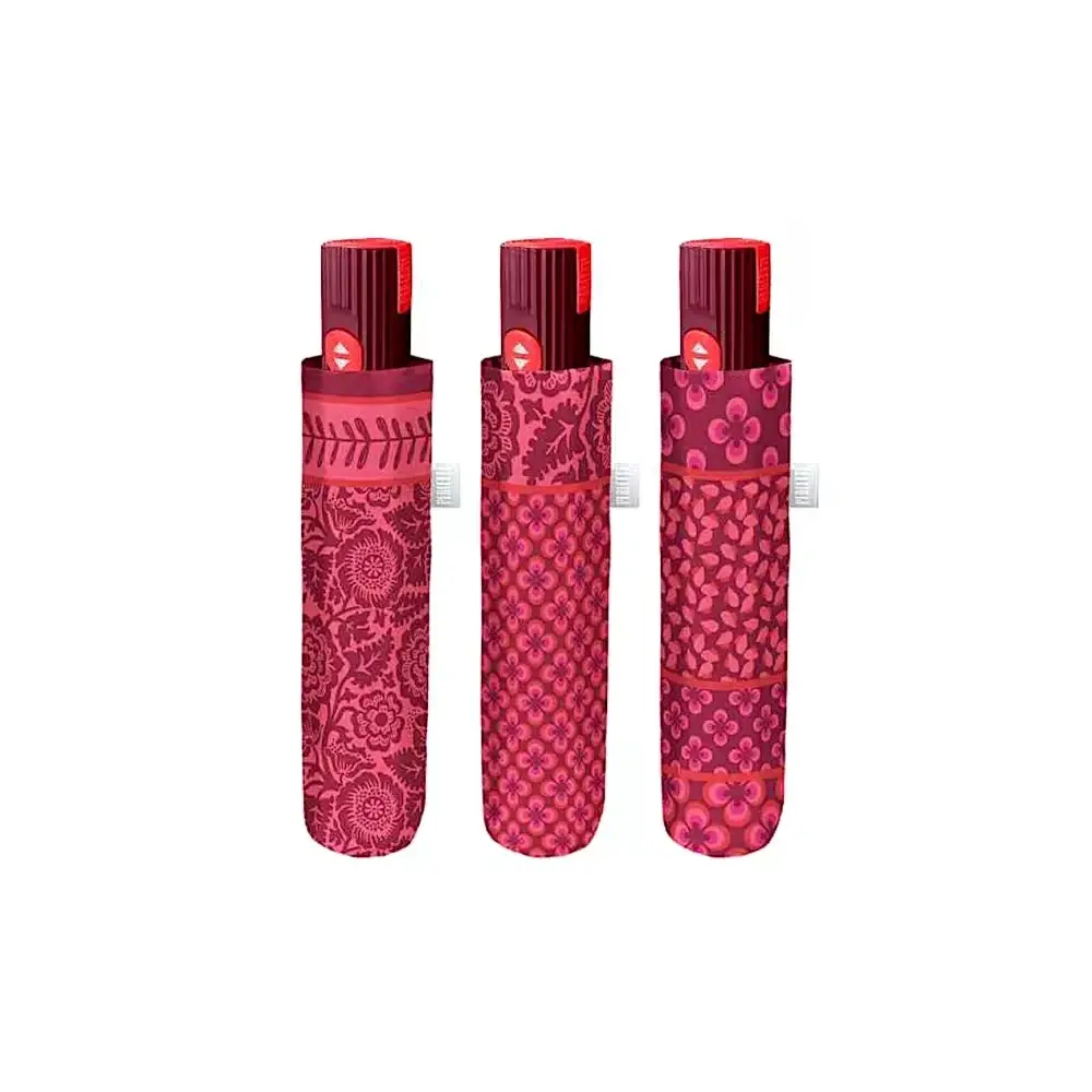 Ombrello Donna Pieghevole Automatico Fantasia Bordeaux Perletti
