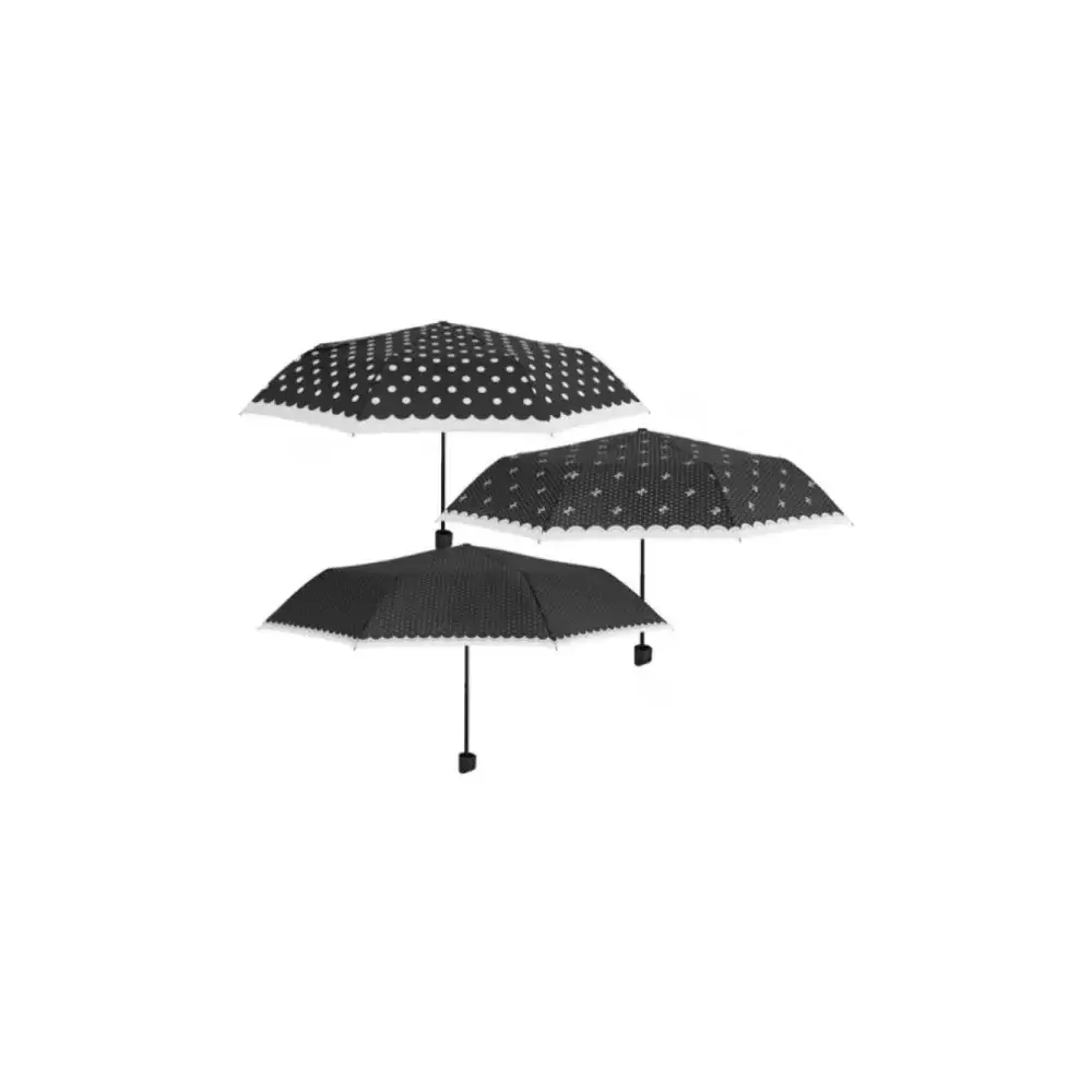 Ombrello Donna Mini Pieghevole Manuale Diametro 96 cm Fantasia Nera Pe