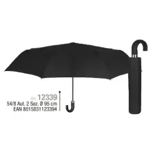 Ombrello Uomo Mini Pieghevole 54 cm Automatico Manico Curvo Nero Perle