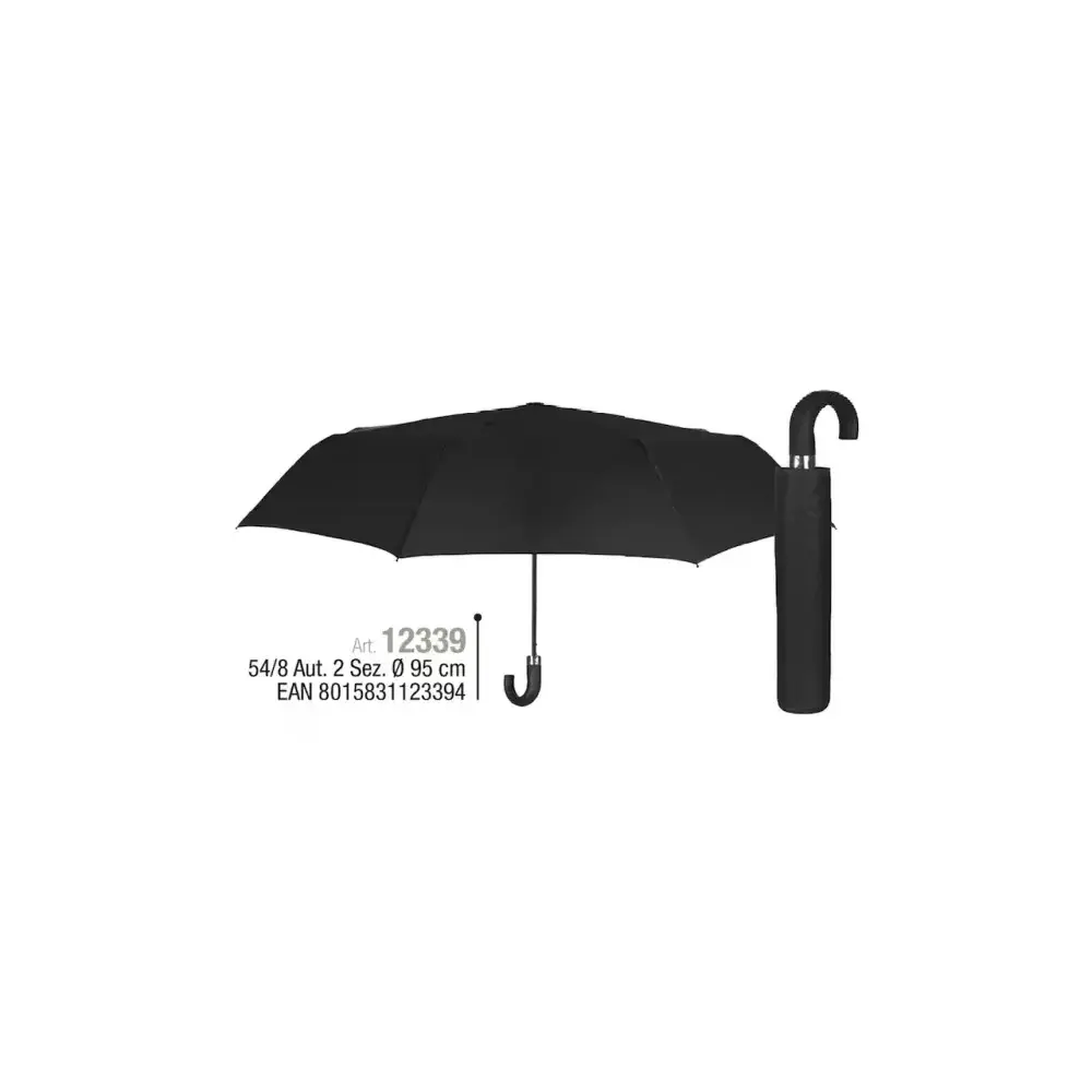 Ombrello Uomo Mini Pieghevole 54 cm Automatico Manico Curvo Nero Perle