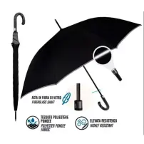 Ombrello Golf Uomo 69 cm Technology Catarifrangente Antivento Nero Per