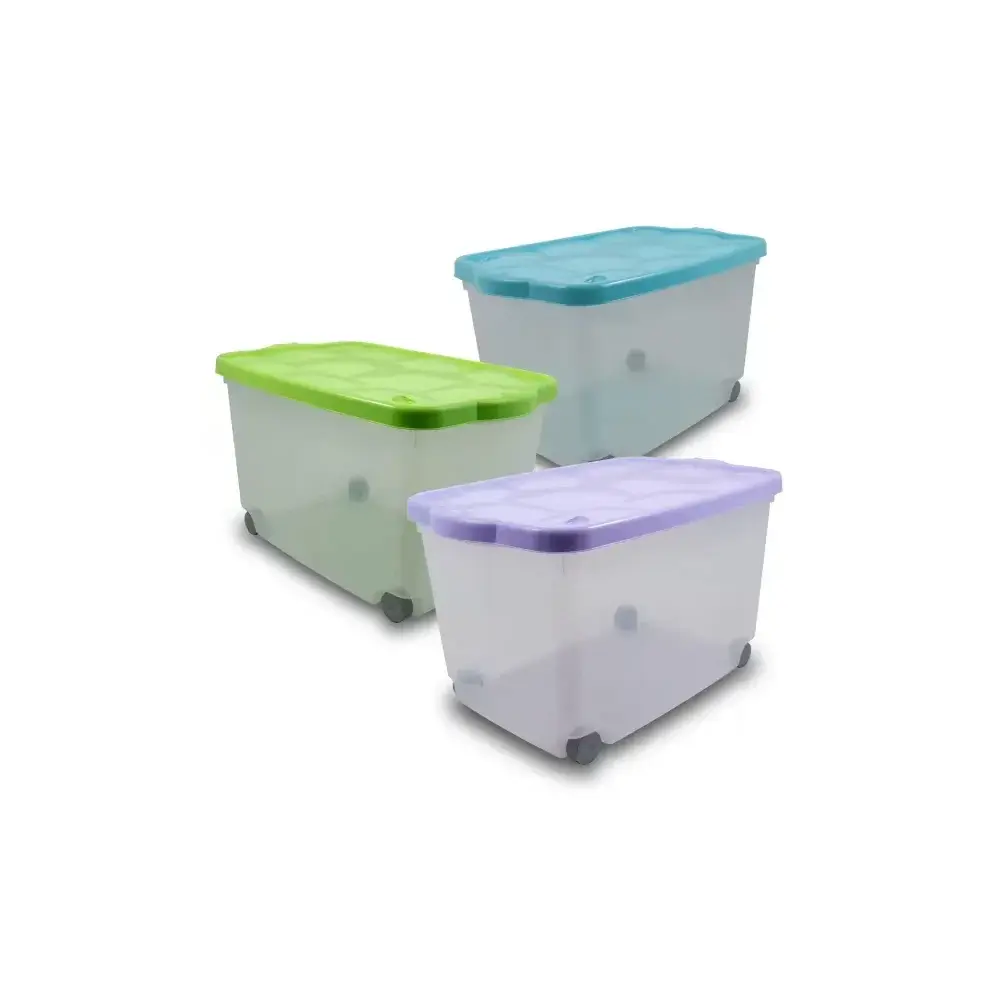Storage Box Contenitore Portabiancheria 55 Litri 60x40x36 cm con Ruote