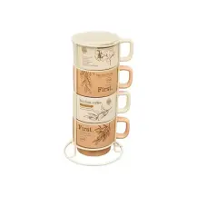 Set 4 Tazze Impilabili Wellness 22 cl con Supporto Secret de Gourmet