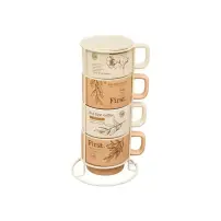 Set 4 Tazze Impilabili Wellness 22 cl con Supporto Secret de Gourmet