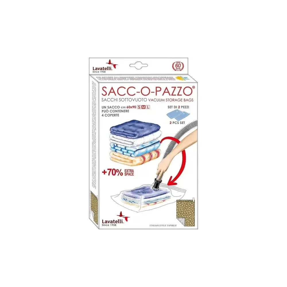 Sacchi Sottovuoto Sacc-o-Pazzo per Coperte Set 2 Pezzi Lavatelli
