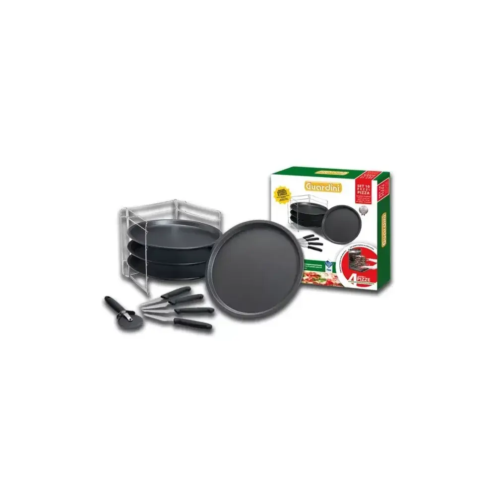 Set Pizza 10 Pezzi con 4 Tegami 32 cm e Griglia Pizza&Mania Guardini